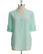 Ivanka Trump Button Roll-Tab Blouse - Lyst