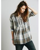 Free People Crochet Inset Plaid - Lyst