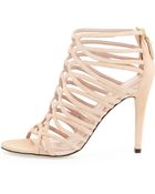 Stuart Weitzman Loops Leather Strappy Cage Sandal - Lyst