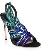Sergio Rossi Flora Jeweled Suede Sandals - Lyst