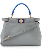 Fendi Peekaboo Mini Tricolor Satchel Bag - Lyst