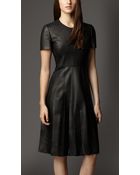 Burberry Lambskin Pleated Skirt Dress - Lyst