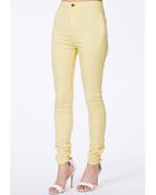 Missguided Brigitte Super Skinny Jeans In Yellow - Lyst