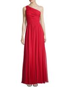 Halston Heritage One-Shoulder Ruched Gown - Lyst