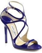 Jimmy Choo Lance Strappy Patent Leather Sandals - Lyst