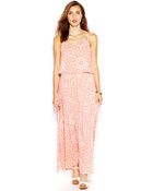 Maison Jules Spaghetti-Strap Layered-Look Printed Maxi Dress - Lyst