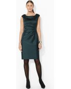 Lauren by Ralph Lauren Satin Cap-Sleeved Dress - Lyst