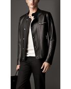 Burberry Bonded Nappa Leather Racer Jacket - Lyst