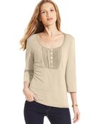 Tommy Hilfiger Threequartersleeve Pintucked Top - Lyst