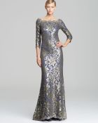 Tadashi Shoji Off-Shoulder Metallic Lace Gown - Lyst