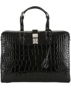 Giorgio Armani Ginevra Printed Leather Top Handle Bag - Lyst
