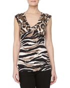 Just Cavalli Leopard-Print V-Neck Jersey Top - Lyst