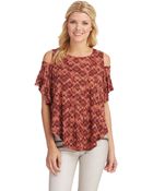 Free People Cold Shoulder Print Top - Lyst