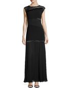 Halston Heritage Mesh-Inset Satin-Seamed Mermaid Gown - Lyst