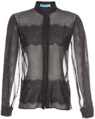 Alice + Olivia Vicka Sheer Lace Blouse - Lyst