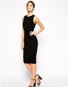 Asos Pencil Dress In Crepe With Drape Detail - Lyst