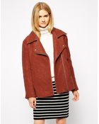 Ganni Collared Wool Mix Biker Jacket - Lyst