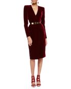 Oscar de la Renta Longsleeve Velvet Crossover Dress - Lyst