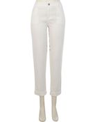 River Island White Printed Back Linen Trousers - Lyst