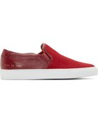 Common Projects Red Canvas And Leather Slip_On Sneakers - Lyst
