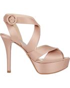 Prada Satin Crisscross-Strap Platform Sandals - Lyst