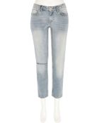 River Island Light Wash Ripped Knee Eva Girlfriend Jeans - Lyst