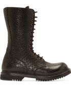 Rick Owens Black Grained Leather Army Sole Boots - Lyst