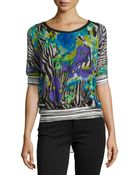Alberto Makali Mixed-Print Scoop-Neck Blouse - Lyst