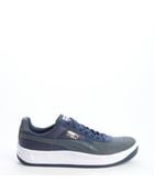 Puma Grey And Navy Leather And Coated Canvas Lace Up Snakers - Lyst