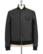 Guess Mixed Media Bomber Jacket - Lyst