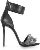Giuseppe Zanotti Black Leather Embellished Ankle Strap Sandal - Lyst