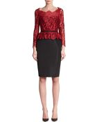 Carolina Herrera Floral Lace Peplum Cocktail Dress - Lyst