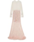 Alessandra Rich Gown With Lace Feather Skirt - Lyst