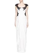 Notte By Marchesa Guipure Lace Trim Drape Silk Gown - Lyst
