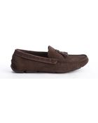 Giorgio Armani Brown Suede Tasel Loafers - Lyst