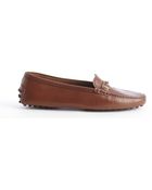 Tod's Chocolate Leather Moc Toe Horsebit Detail Loafers - Lyst
