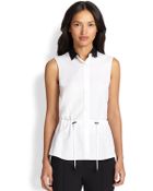 Akris Punto Contrast-Collar Sleeveless Shirt - Lyst