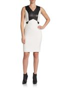 Calvin Klein Faux Leather-Trimmed Dress - Lyst