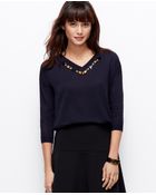 Ann Taylor Embellished Merino Wool Sweater - Lyst