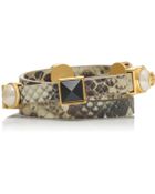 Tory Burch Triple-Wrap Pearl Charm Logo Stud Bracelet - Lyst