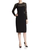 Michael Kors Double-face Wool Crepe Lace Dress - Lyst