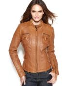 Michael Kors Michael Petite Buckle-Collar Quilted Leather Jacket - Lyst