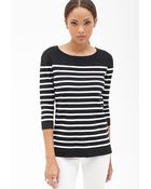 Forever 21 Striped Knit Sweater - Lyst