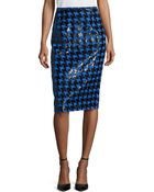 Michael Kors Houndstooth Jacquard Paillette Pencil Skirt - Lyst