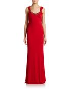 Mark + James By Badgley Mischka Sequin-Neck Draped Column Gown - Lyst