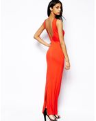 Asos Maxi Dress With Plunge Back - Lyst