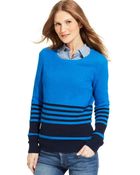 Tommy Hilfiger Striped Crew-Neck Sweater - Lyst