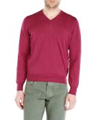 Brunello Cucinelli Burgundy V-Neck Sweater - Lyst