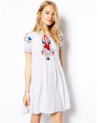 Asos Folk Embroidered Swing Dress - Lyst