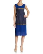 BCBGMAXAZRIA Pintucked Blocked-Stripe Dress - Lyst